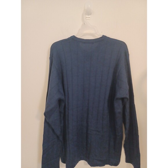 Brandini Sweater Mens Large Navy Merino Wool V Neck Pullover Made in Italy - Picture 7 of 8